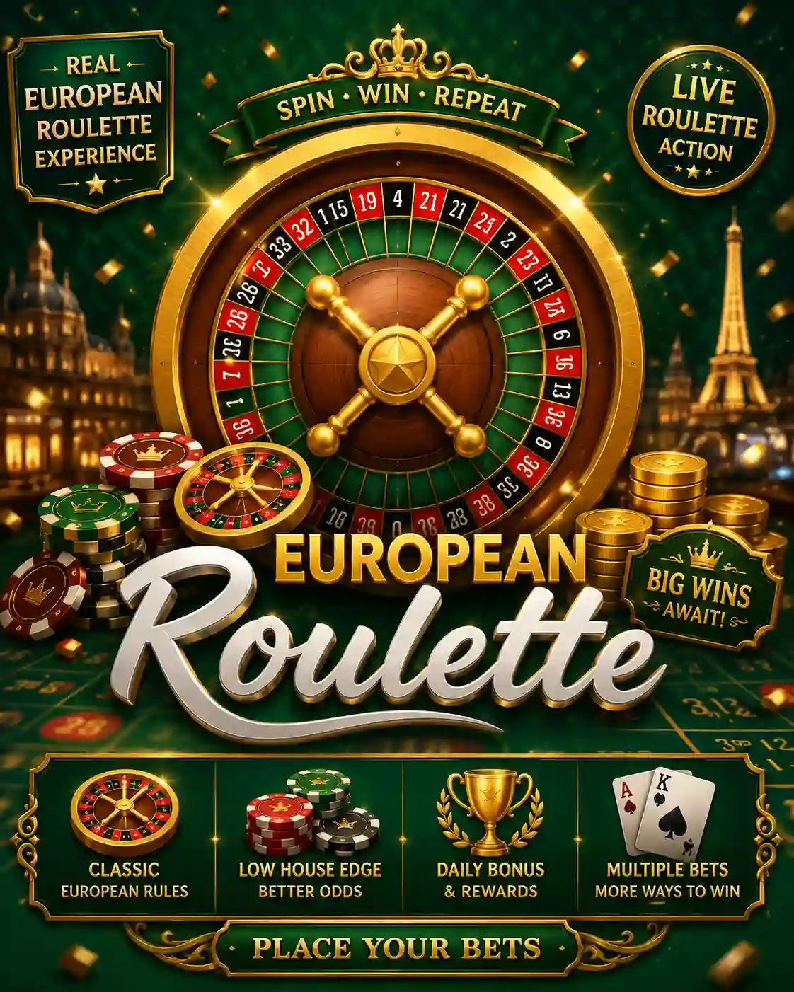 European Roulette table game for AU players