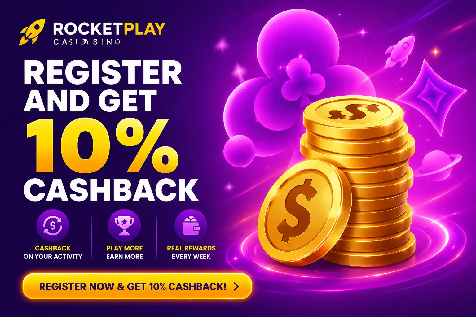 10% weekly cashback at RocketPlay AU