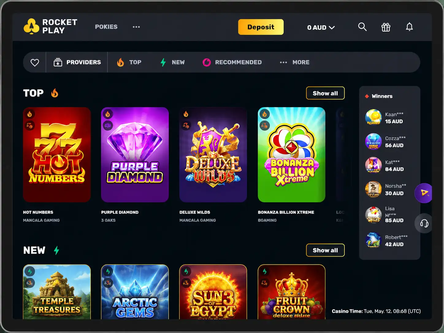 New and top pokies at RocketPlay Australia